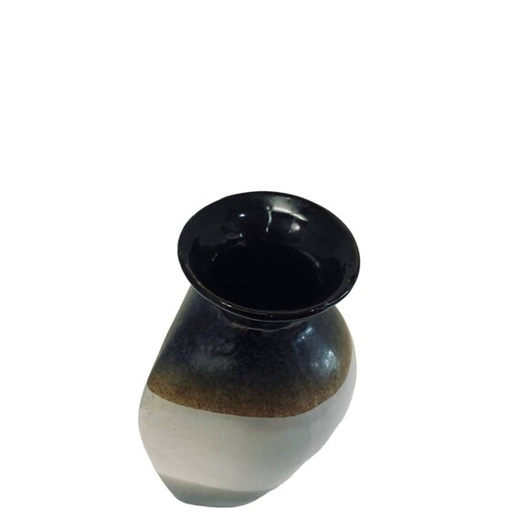 Multicolor Ceramic Vases Elegant Black Brown White Glaze Home Decor Set Of 5 - Picture 6 of 7